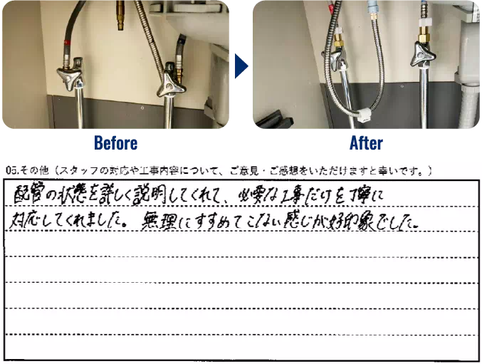 ビフォーアフター画像とコメント